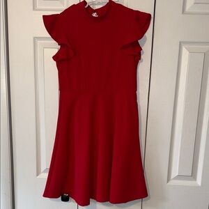 Charming Scarlet Kids Dress with Ruffle Sleeves